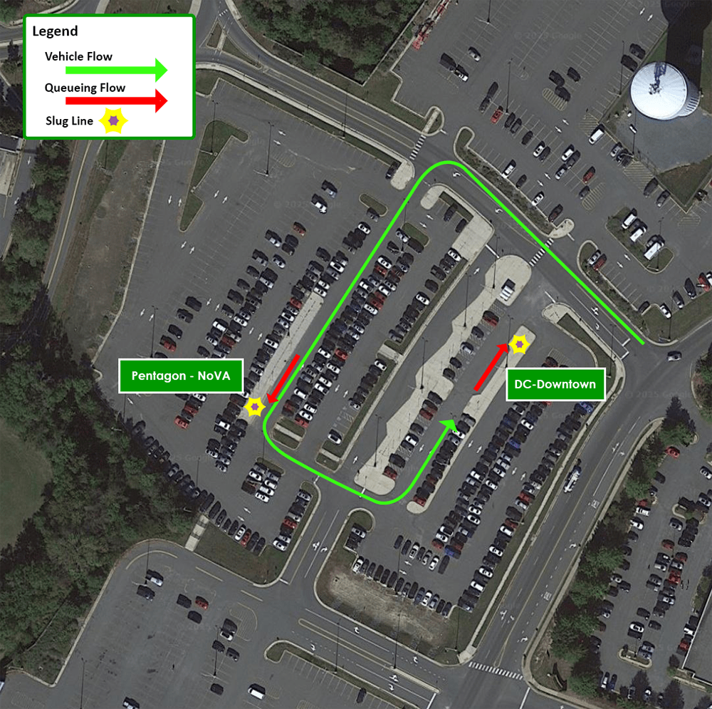 A map of vehicle and queueing flows at Rt. 610 Staffordboro.