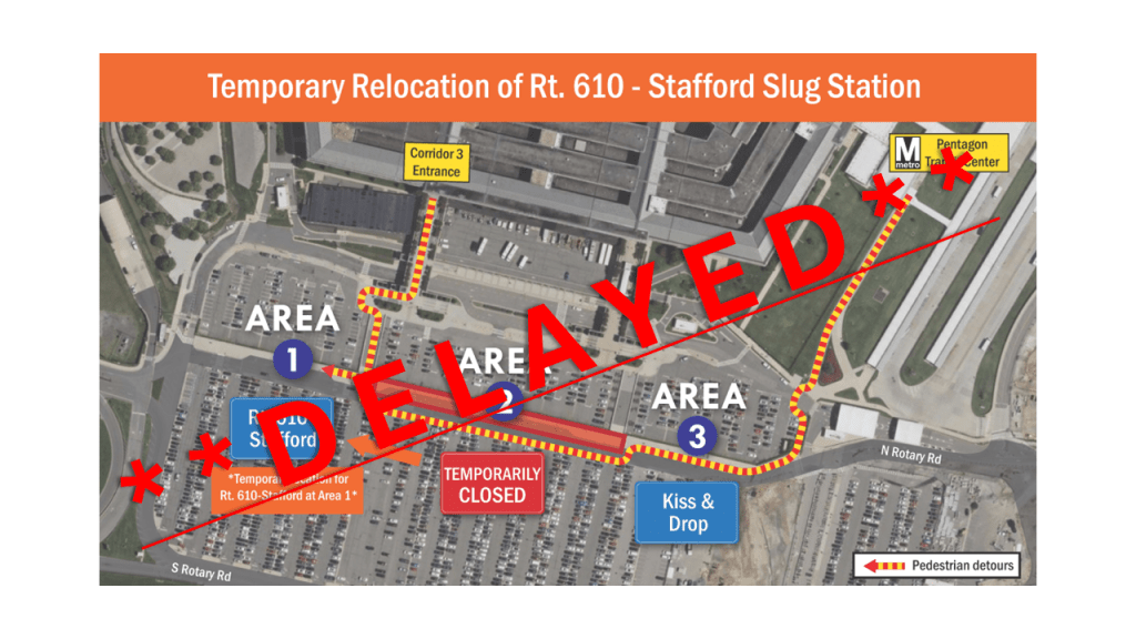 Map of the pick up location with Delayed captioned across it.